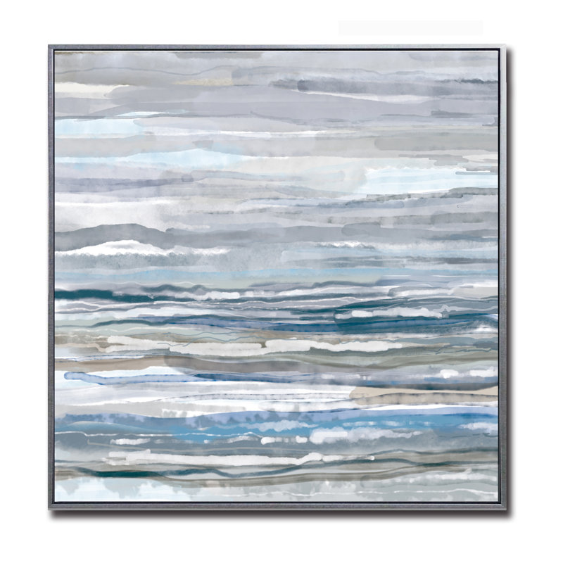 Highland Dunes 'Seascape Horizon Abstract' Framed Drawing Print on